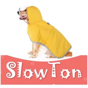 SlowTon Yellow Transparent Hooded Waterproof Dog Raincoat